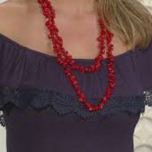 New REAL RED CORAL 60" Endless Strand